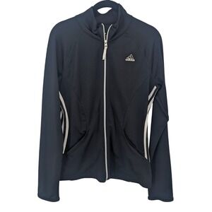 Adidas Track Jacket Womens Medium Black Full‎ Zip Sportswear Athleisure Sporty